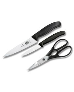 Victorinox Swiss Classic 3 Pc Kitchen Knife Starter Set with Black Fibrox Handle and High Carbon Stainless Steel Blades Model 6.7003.US1