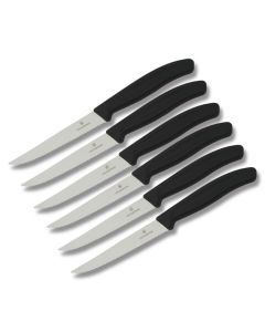 Victorinox 6pc Steak Knife Set with Black Synthetic Handle and Stainless Steel Blade Model 6.7233.6US1