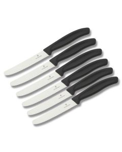 Victorinox Swiss Classic 6 Piece Steak Knife Set with Black Synthetic Handle and Stainless Steel Blade Mdoel 6.7833.6US1