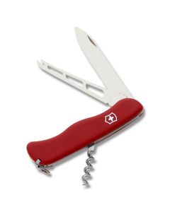 Victorinox Swiss Army Cheese Knife 4.439" with Red Composition Handle and Stainless Steel Blade and Tools Model 0.8833.W