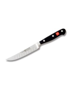 Wusthof Classic Steak Knife with Black Polyoxymethylene Handle and Satin Coated High Carbon Stainless Steel 4.50" Serrated Edge Steak Knife Model 4068-1-100