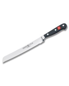 Wusthof Classic Bread Knife with Black Polyoxymethylene Handle and Satin Coated High Carbon Stainless Steel 8" Bread Plain Edge Blade Model 4149