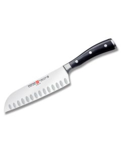 Wusthof Classic Ikon Santoku with Black Polyoxymethylene Handle and Satin Coated High Carbon Stainless Steel 7" Santoku Blade Model 41767