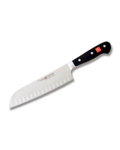 Wusthof Classic Santoku Kitchen Knife with Black Polyoxymethylene Handle and Satin Coated High Carbon Stainless Steel 8" Santoku Hollow Edge Blade Model 4183-7/20