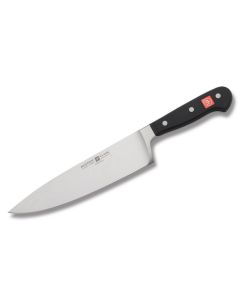 Wusthof Classic Cook's Knife with Black Polyoxymethylene Handle and Satin Coated High Carbon Stainless Steel 8" Cook's Plain Edge Blade Model 4582-7/20