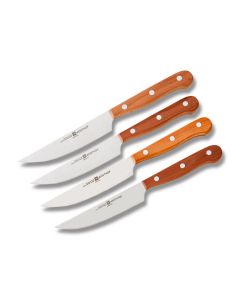 Wusthof 4PC Plum Steak Knife Set with Plum Wood Handle and Satin Coated High Carbon Stainless Steel Blades Model 8824