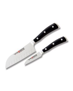 Wusthof Classic Ikon 2PC Mini Asian Set with Black Polyoxymethlyene Handle and Satin Coated High Carbon Stainless Steel Blades Model 8952