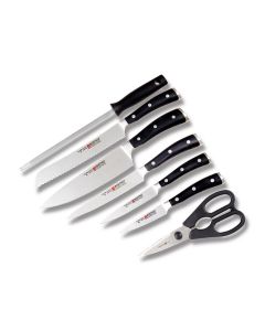 Wusthof Classic Ikon 8PC Block Set with Black Polyoxymethylene Handles and High Carbon Stainless Steel Blades Model 9908-3