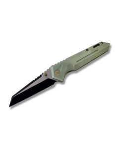 WE Knife Co. 609E with Green Coated 6AL4V Titanium Handle and Black Coated CPM-S35VN Stainless Steel 4.125" Wharncliffe Plain Edge Blade Model 609E