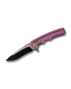 WE Knife Co. 611A with Purple Coated 6AL4V Titanium Handle and Black Coated CPM-S35VN Stainless Steel 3.875" Drop Point Plain Edge Blade Model 611A