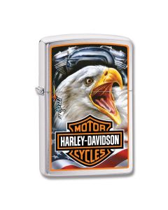 Zippo Brushed Chrome Harley Davidson Mazzi Eagle Lighter Model 29499